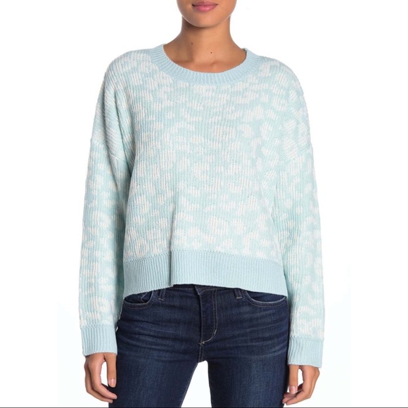 John + Jenn Sweaters - JOHN + JENN Anthropologie Leopard Print Sweater Mint